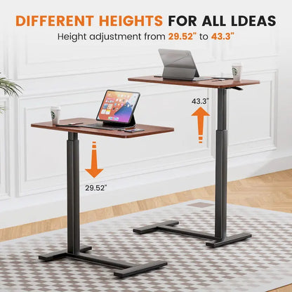 Adjustable Mobile Bed Desk Computer Desk Mobile Standing Desk Lifting Desk with Lockable Casters Portable L-Shaped Desks