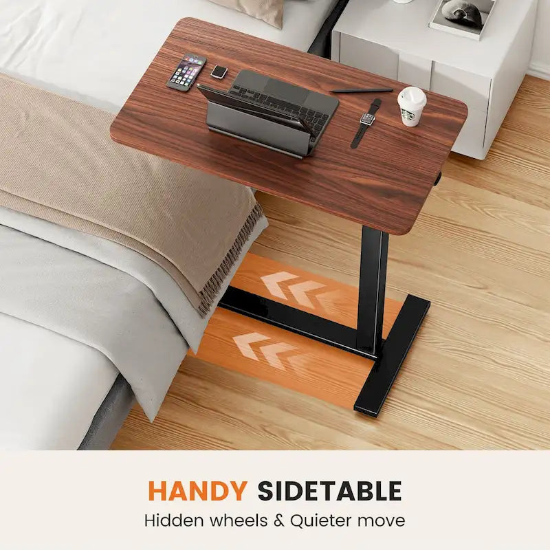 Adjustable Mobile Bed Desk Computer Desk Mobile Standing Desk Lifting Desk with Lockable Casters Portable L-Shaped Desks