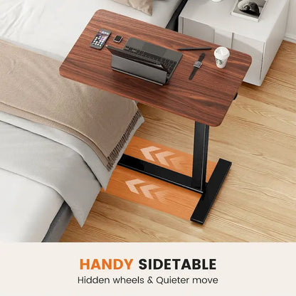 Adjustable Mobile Bed Desk Computer Desk Mobile Standing Desk Lifting Desk with Lockable Casters Portable L-Shaped Desks