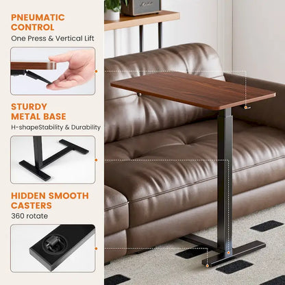 Adjustable Mobile Bed Desk Computer Desk Mobile Standing Desk Lifting Desk with Lockable Casters Portable L-Shaped Desks