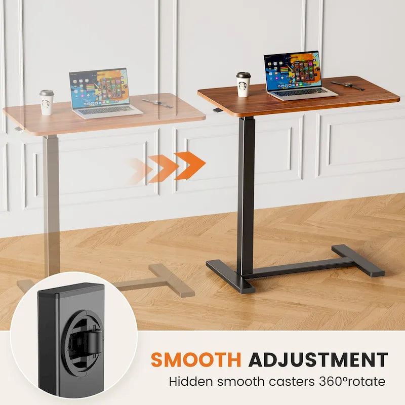 Adjustable Mobile Bed Desk Computer Desk Mobile Standing Desk Lifting Desk with Lockable Casters Portable L-Shaped Desks
