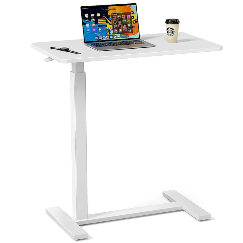 Adjustable Mobile Bed Desk Computer Desk Mobile Standing Desk Lifting Desk with Lockable Casters Portable L-Shaped Desks