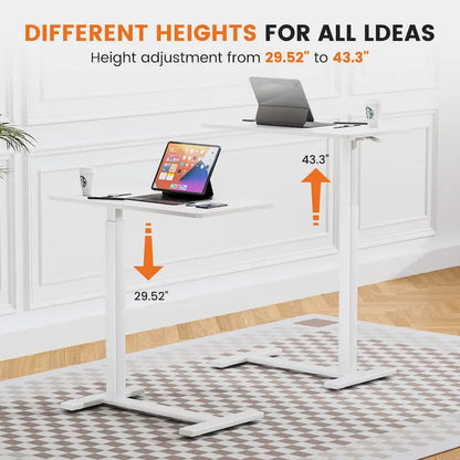 Adjustable Mobile Bed Desk Computer Desk Mobile Standing Desk Lifting Desk with Lockable Casters Portable L-Shaped Desks