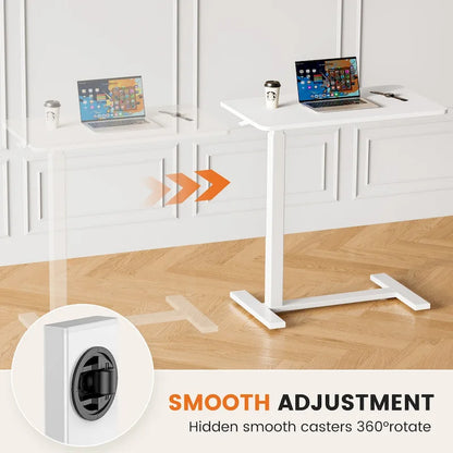 Adjustable Mobile Bed Desk Computer Desk Mobile Standing Desk Lifting Desk with Lockable Casters Portable L-Shaped Desks