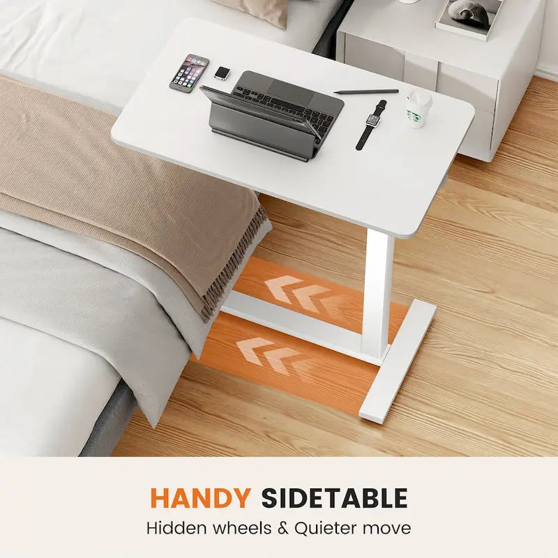 Adjustable Mobile Bed Desk Computer Desk Mobile Standing Desk Lifting Desk with Lockable Casters Portable L-Shaped Desks