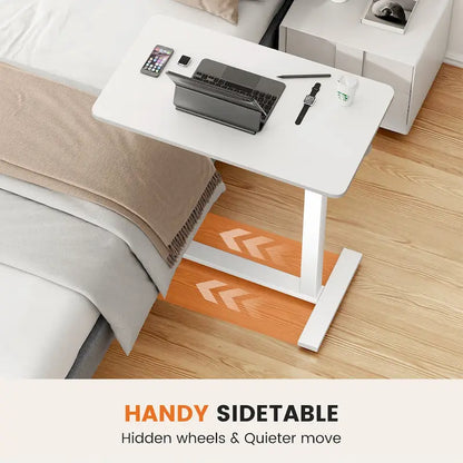 Adjustable Mobile Bed Desk Computer Desk Mobile Standing Desk Lifting Desk with Lockable Casters Portable L-Shaped Desks