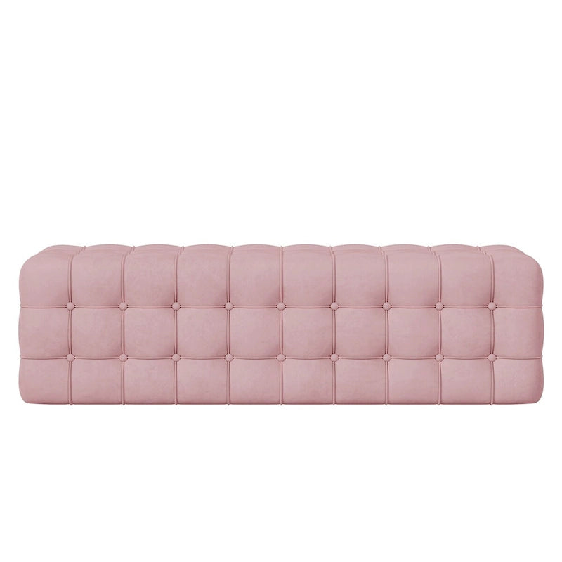 All Covered Velvet Upholstered Ottoman,Rectangular Footstool