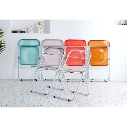 YELLOW Clear Transparent Folding Chair Chair Pc Plastic Living Room Seat
