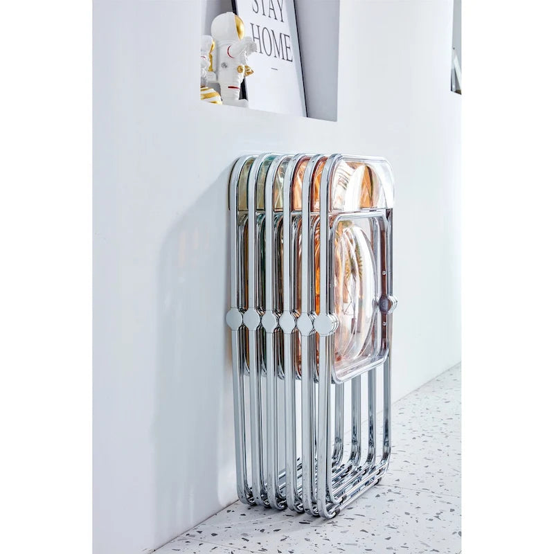 YELLOW Clear Transparent Folding Chair Chair Pc Plastic Living Room Seat