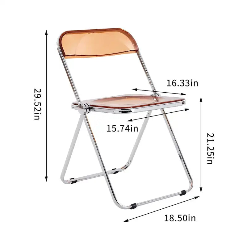 YELLOW Clear Transparent Folding Chair Chair Pc Plastic Living Room Seat