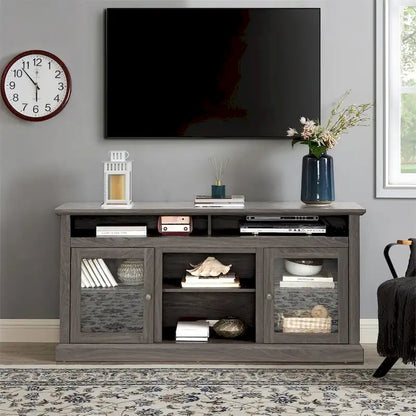 60 Wood TV Stand with Storage Space and Cable Management Cutouts