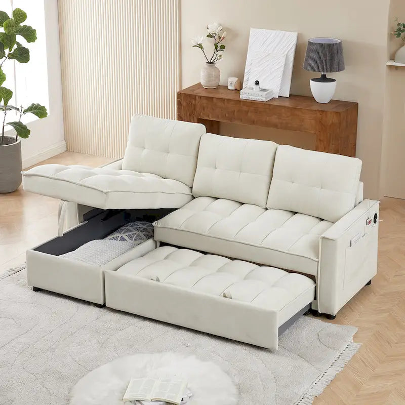 L-Shaped Sectional Sofa with Reclining Storage