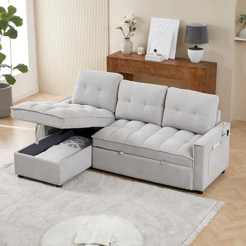 L-Shaped Sectional Sofa with Reclining Storage