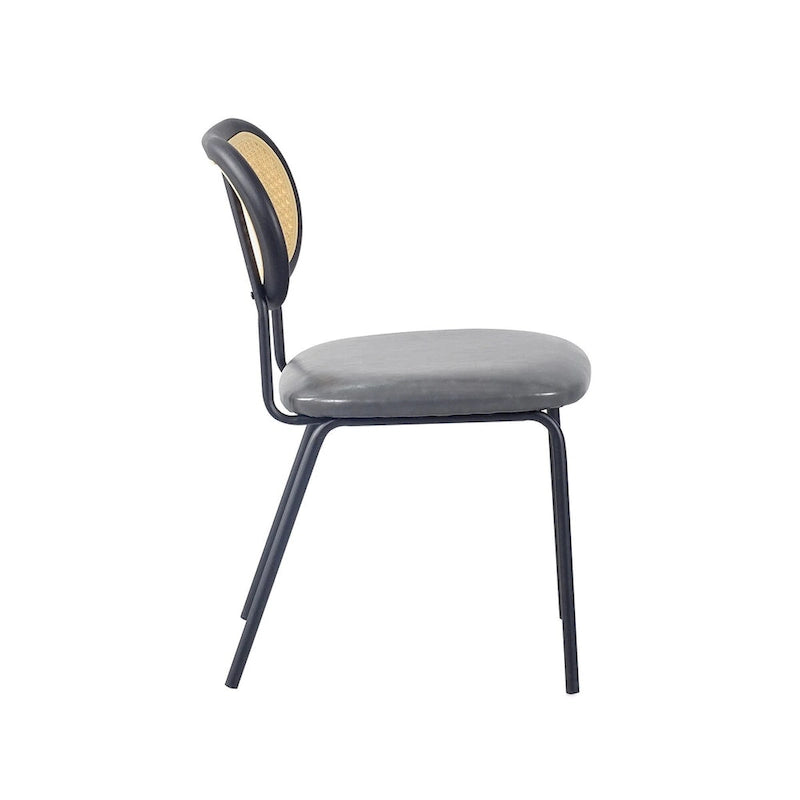 Modern Simple Leather Dining Chair with Metal Pipe and PP Back
