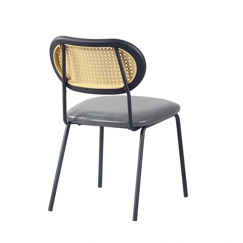Modern Simple Leather Dining Chair with Metal Pipe and PP Back