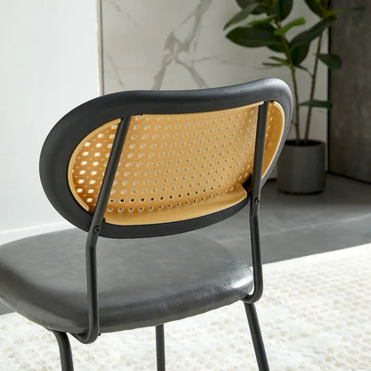 Modern Simple Leather Dining Chair with Metal Pipe and PP Back
