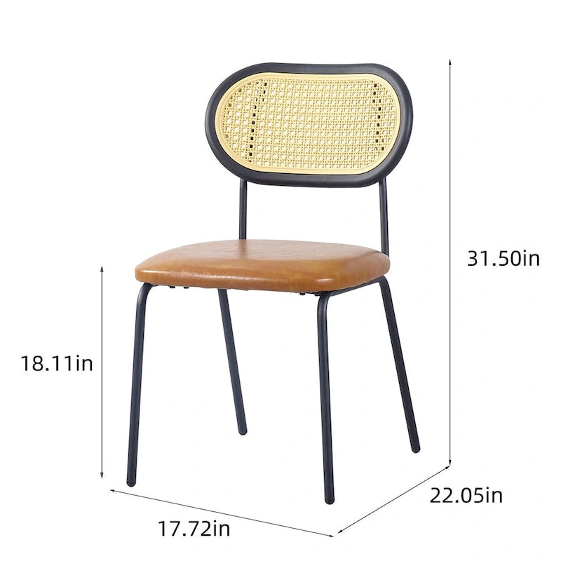 Modern Simple Leather Dining Chair with Metal Pipe and PP Back