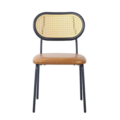 Modern Simple Leather Dining Chair with Metal Pipe and PP Back