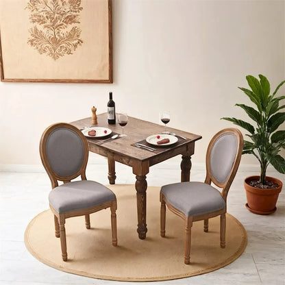 French Country Dining Chairs with Round Back Set of 2,Solid Wood Legs