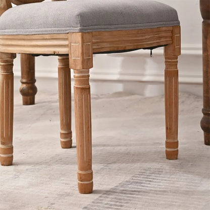 French Country Dining Chairs with Round Back Set of 2,Solid Wood Legs