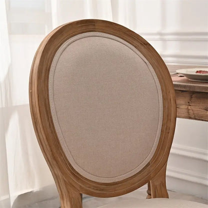 French Country Dining Chairs with Round Back Set of 2,Solid Wood Legs