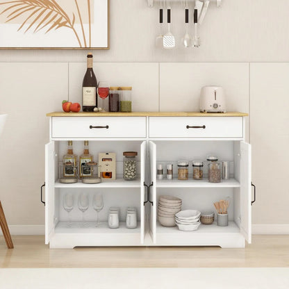 Farmhouse Buffet Cabinet: Rustic Charm with 2 Drawers, 4 Doors