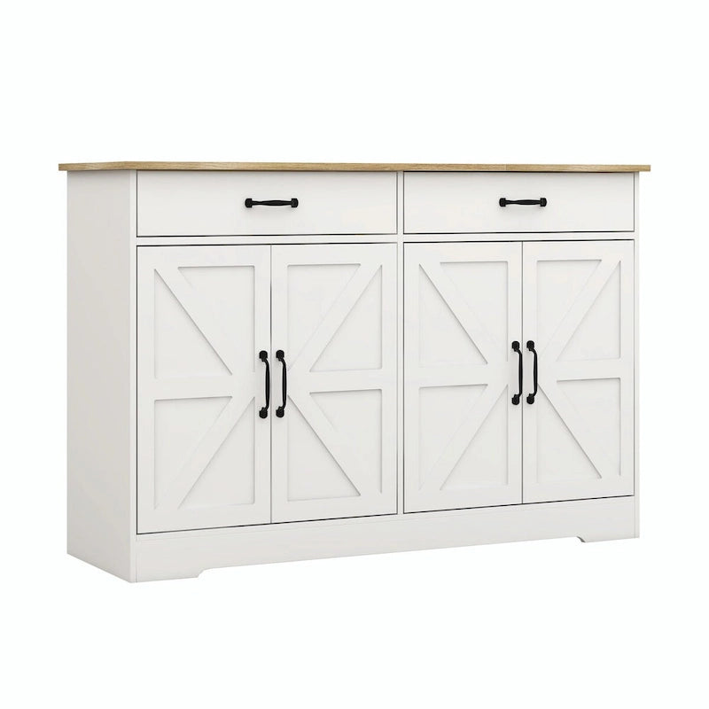Farmhouse Buffet Cabinet: Rustic Charm with 2 Drawers, 4 Doors