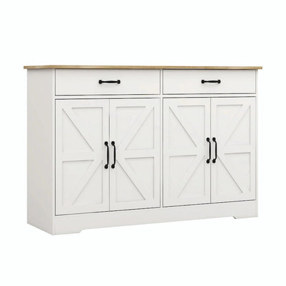Farmhouse Buffet Cabinet: Rustic Charm with 2 Drawers, 4 Doors