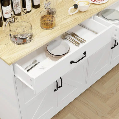 Farmhouse Buffet Cabinet: Rustic Charm with 2 Drawers, 4 Doors