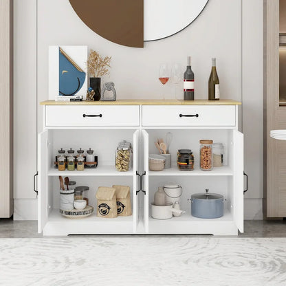 Farmhouse Buffet Cabinet: Rustic Charm with 2 Drawers, 4 Doors