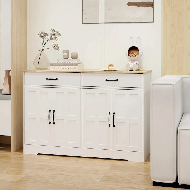 Farmhouse Buffet Cabinet: Rustic Charm with 2 Drawers, 4 Doors