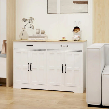 Farmhouse Buffet Cabinet: Rustic Charm with 2 Drawers, 4 Doors