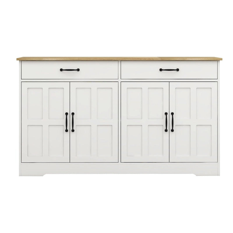 Farmhouse Buffet Cabinet: Rustic Charm with 2 Drawers, 4 Doors