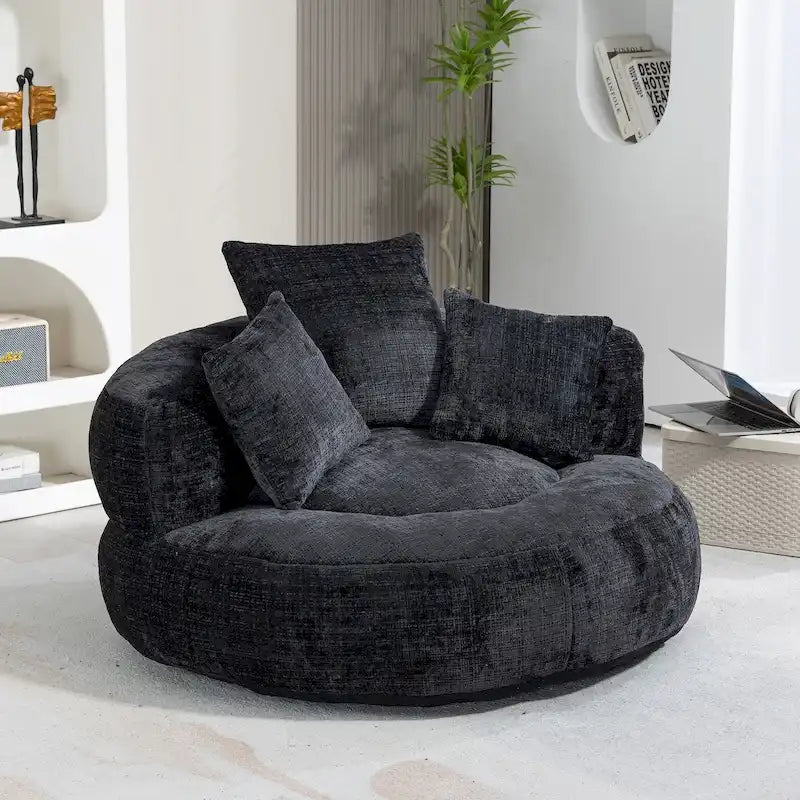 HOMEFUN Chenille Upholstered Durable Comfort Lounger High Back Bean Bag Chair