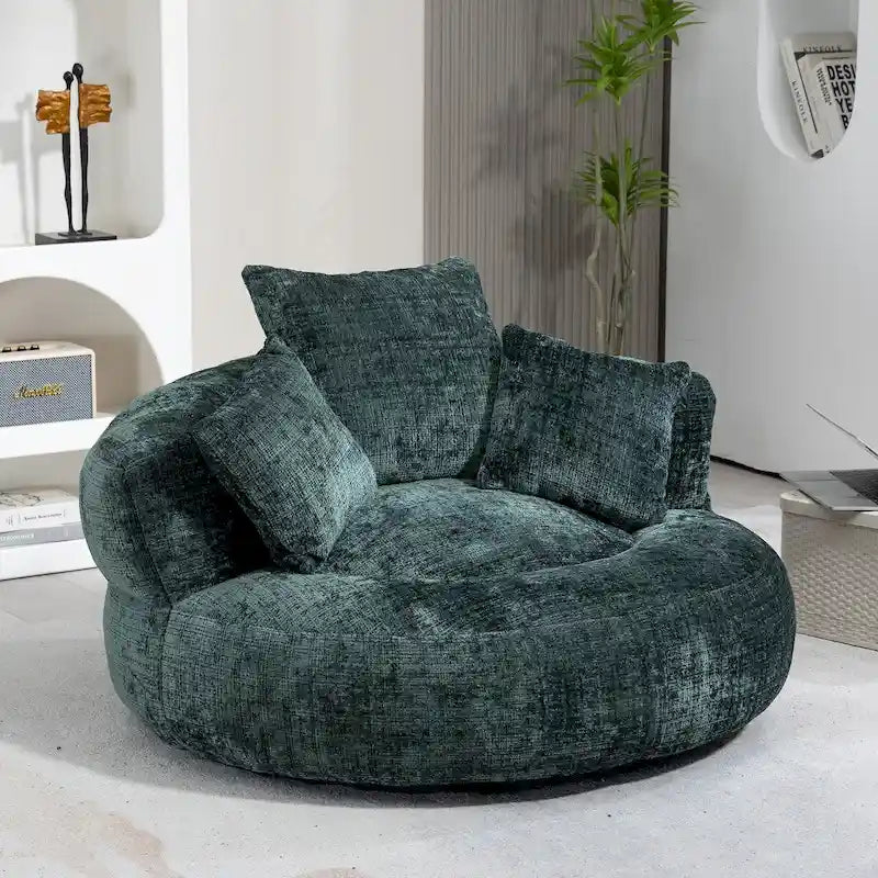 HOMEFUN Chenille Upholstered Durable Comfort Lounger High Back Bean Bag Chair