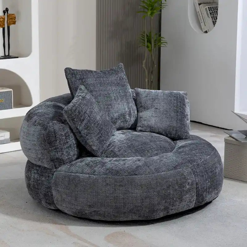 HOMEFUN Chenille Upholstered Durable Comfort Lounger High Back Bean Bag Chair