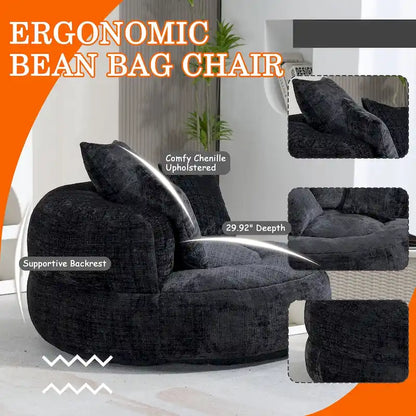 HOMEFUN Chenille Upholstered Durable Comfort Lounger High Back Bean Bag Chair