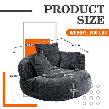 HOMEFUN Chenille Upholstered Durable Comfort Lounger High Back Bean Bag Chair