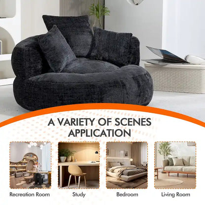 HOMEFUN Chenille Upholstered Durable Comfort Lounger High Back Bean Bag Chair