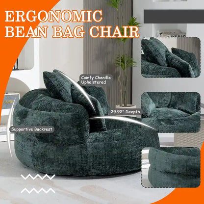 HOMEFUN Chenille Upholstered Durable Comfort Lounger High Back Bean Bag Chair