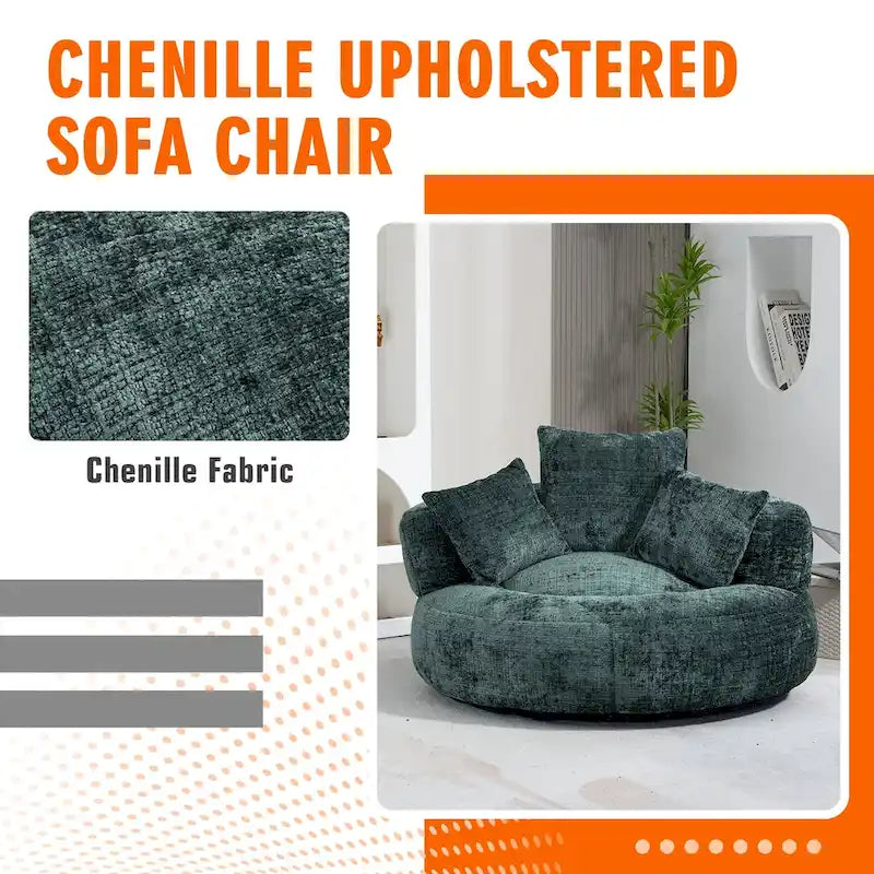HOMEFUN Chenille Upholstered Durable Comfort Lounger High Back Bean Bag Chair