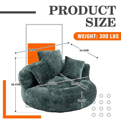 HOMEFUN Chenille Upholstered Durable Comfort Lounger High Back Bean Bag Chair