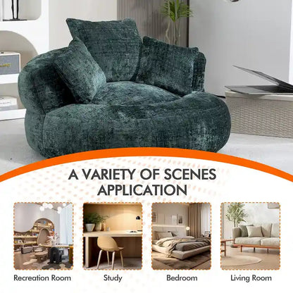 HOMEFUN Chenille Upholstered Durable Comfort Lounger High Back Bean Bag Chair