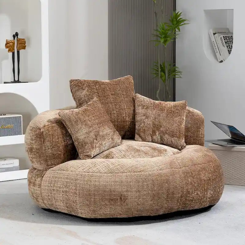 HOMEFUN Chenille Upholstered Durable Comfort Lounger High Back Bean Bag Chair
