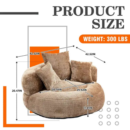 HOMEFUN Chenille Upholstered Durable Comfort Lounger High Back Bean Bag Chair