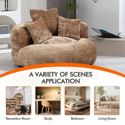 HOMEFUN Chenille Upholstered Durable Comfort Lounger High Back Bean Bag Chair