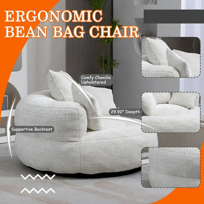 HOMEFUN Chenille Upholstered Durable Comfort Lounger High Back Bean Bag Chair