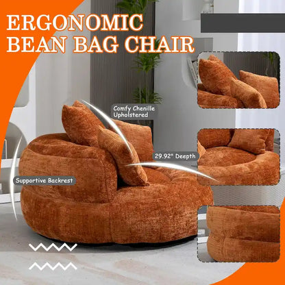 HOMEFUN Chenille Upholstered Durable Comfort Lounger High Back Bean Bag Chair