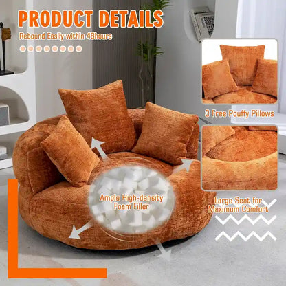 HOMEFUN Chenille Upholstered Durable Comfort Lounger High Back Bean Bag Chair