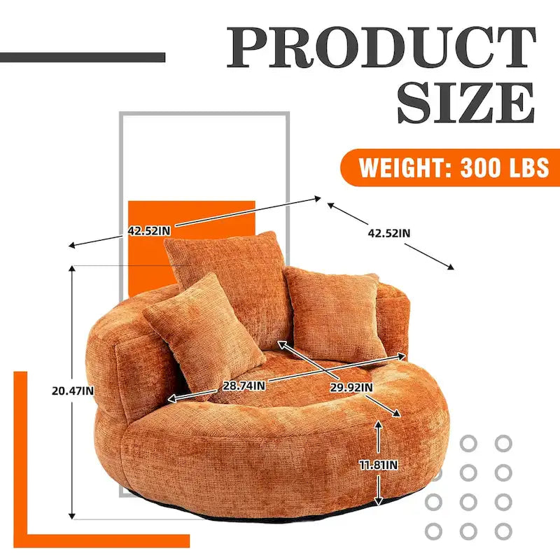 HOMEFUN Chenille Upholstered Durable Comfort Lounger High Back Bean Bag Chair